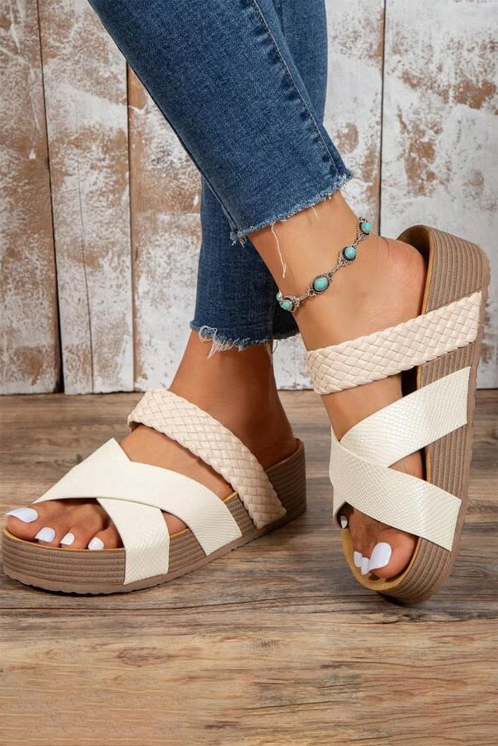 Criss Cross Platform Sandals