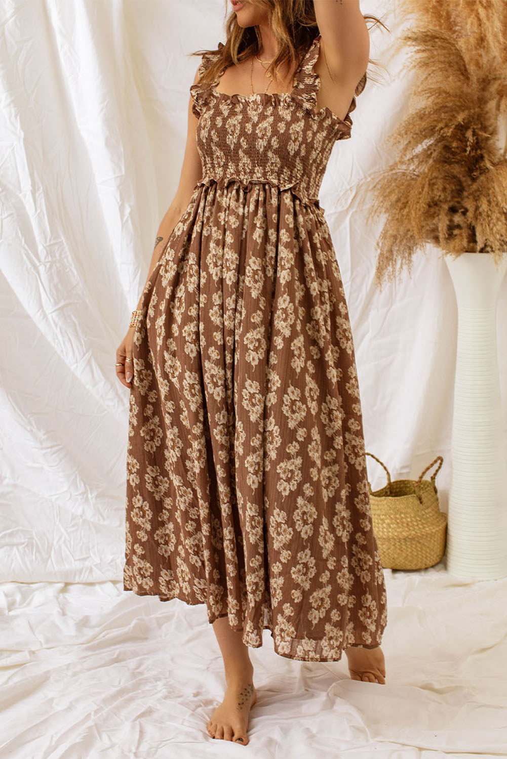 Neutral Floral Maxi Dress