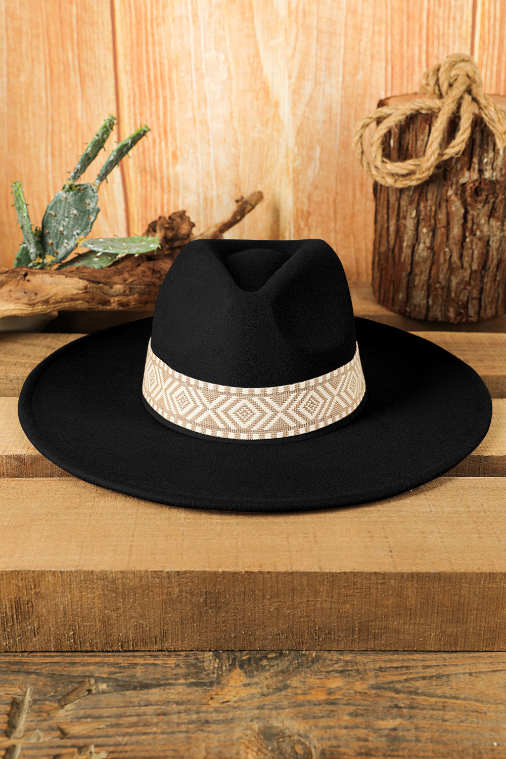 Flat Brim Cowboy Woven Hat