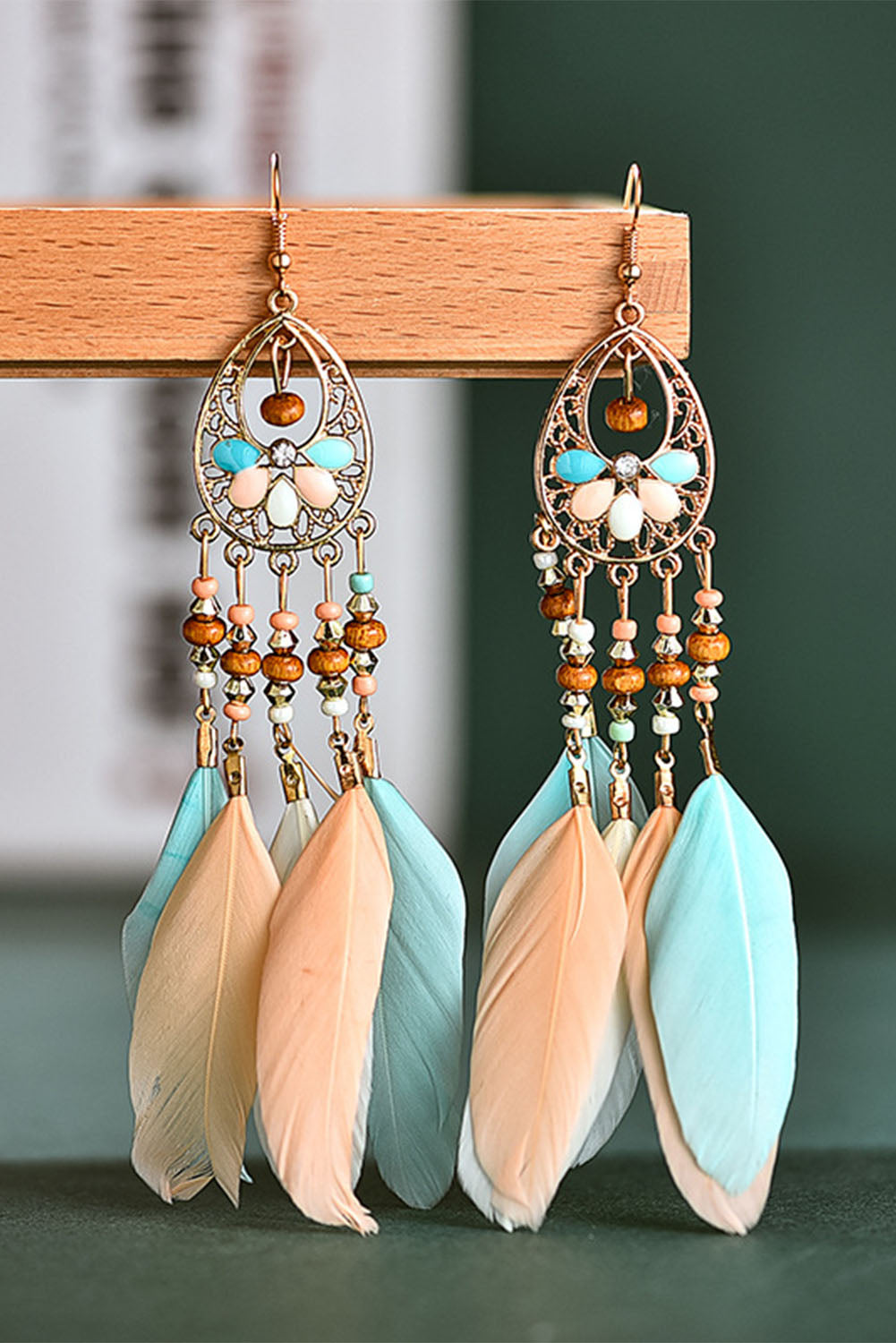 Multicolored Feather Tassel Earrings