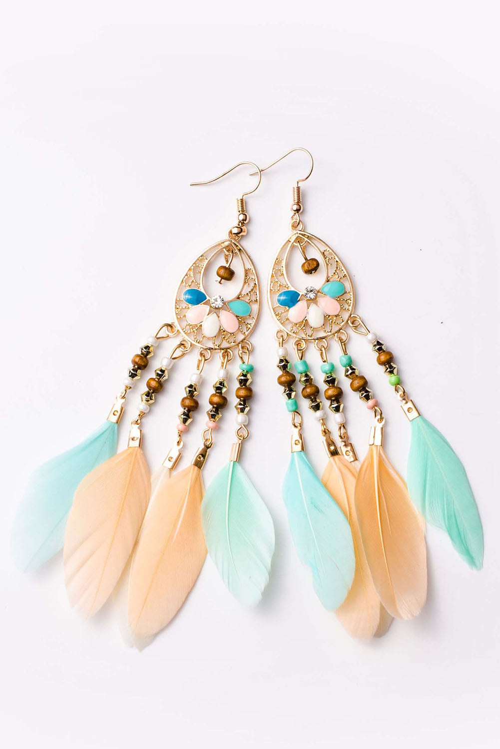 Multicolored Feather Tassel Earrings