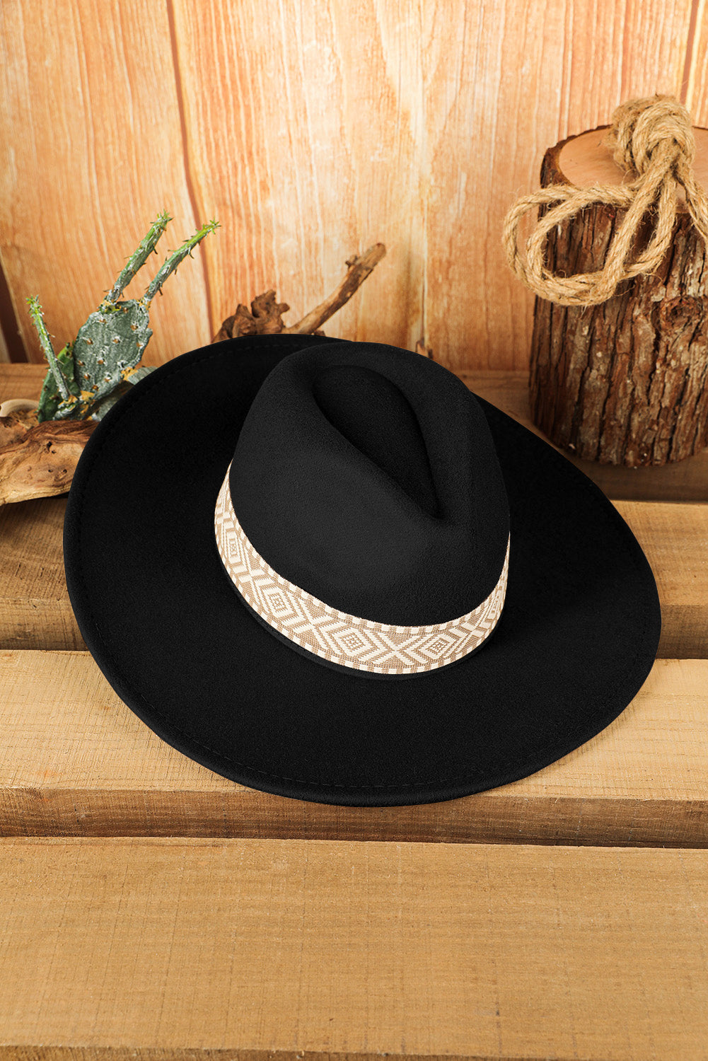 Flat Brim Cowboy Woven Hat