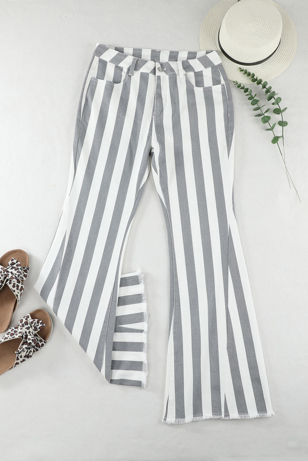 Striped Western Flare Jeans