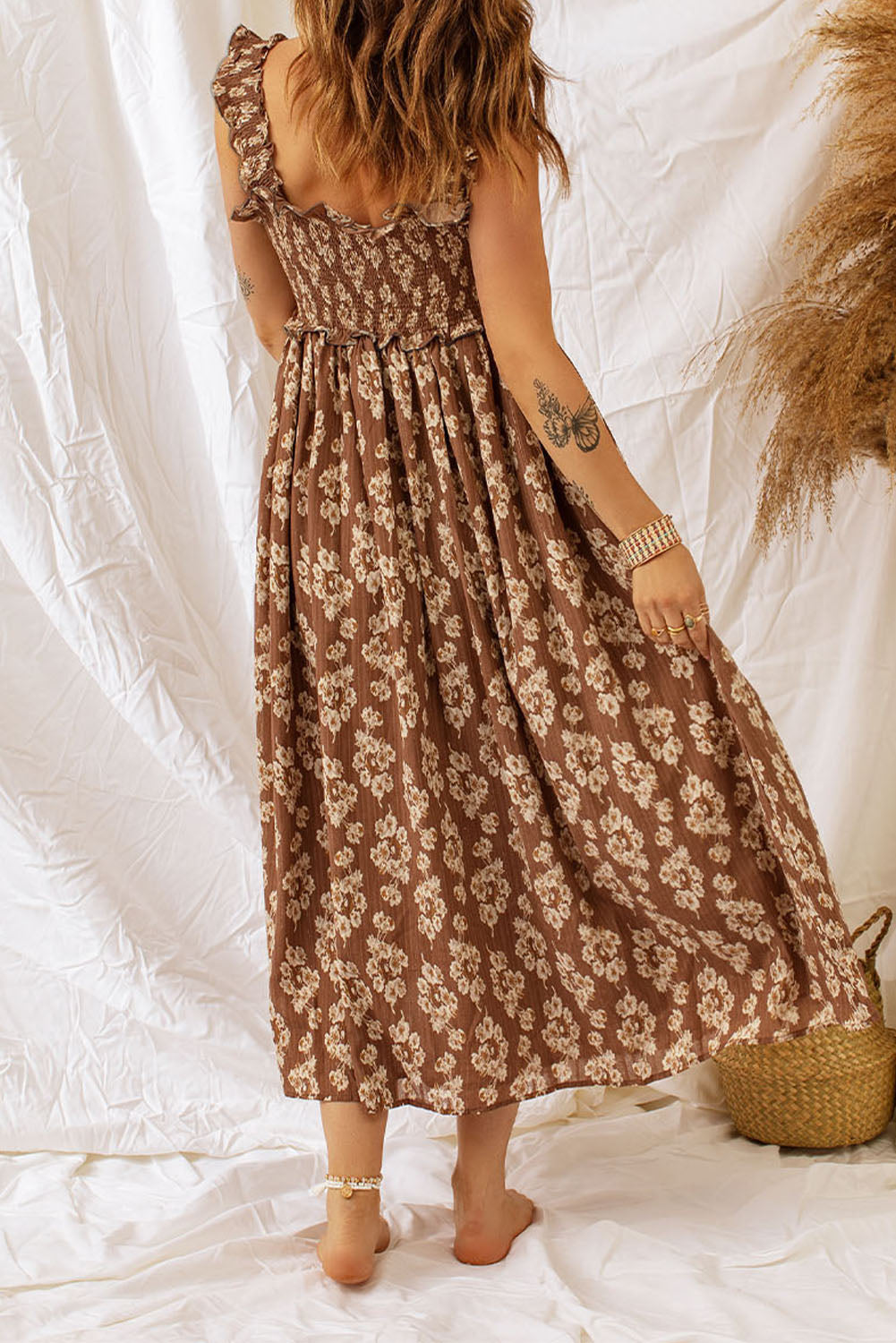 Neutral Floral Maxi Dress