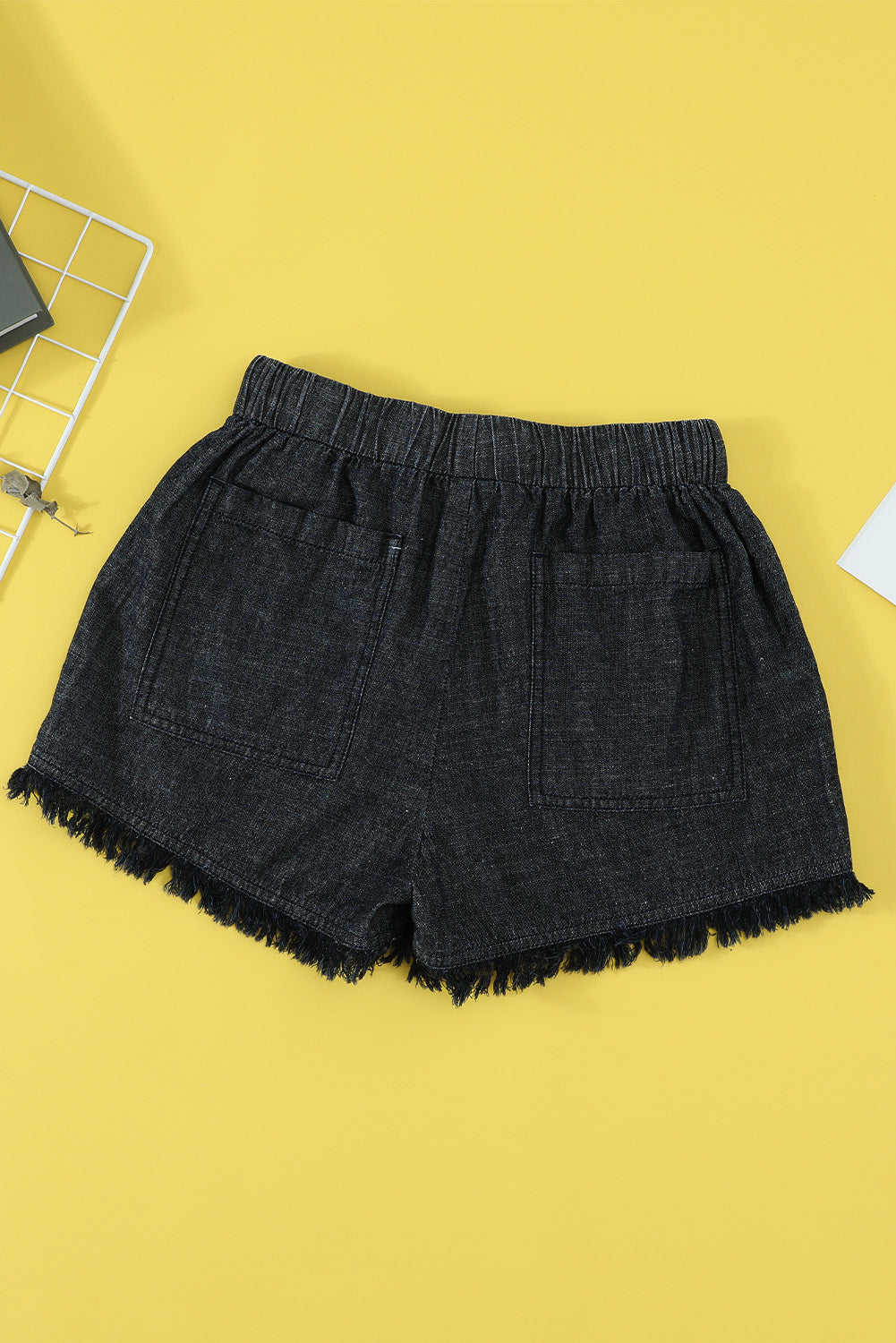 Frayed Pocketed Denim Shorts