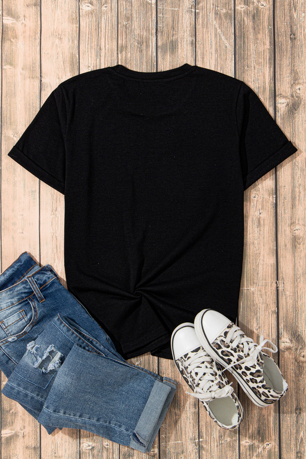 Black Sequined Boots Graphic T-Shirt