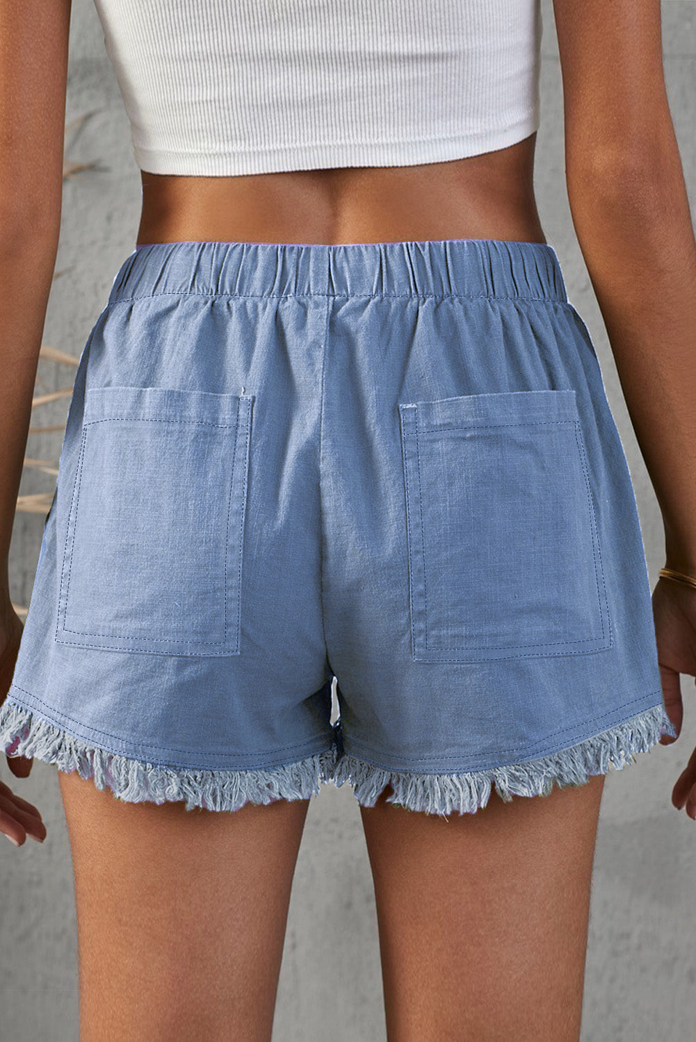 Frayed Pocketed Denim Shorts